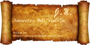 Janovicz Mátyás névjegykártya